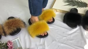 [Free Shipping] Imitation Fox Fur Slippers Summer Slippers Home Plush Sandals