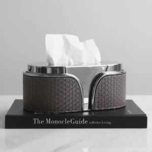 FFBH Modern Simple Tissue Boxes Faux Leather Material Napkin Case Living Room Paper Storage Indoor Practical Kitchen Organizer Q8H3K