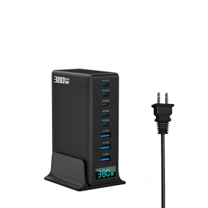 380W GaN Charger Station 8-Port Fast Charge Hub Wall Charger for Multi-Device Charging