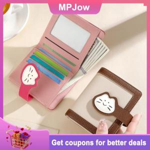 【MPJow】 Cute Cat PU Leather Short Wallet Student ID Bank Card Holder Money Bag Hasp Wallets For Women Card Storage Purse Coin Purse
