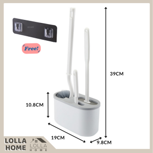 3IN1 Toilet Brush Set 3 Brush Head Bathroom Brush Big Small Long Handle Brushes Silicone Brush Wall-Mounted Set 3 berus kepala bilik mandi berus