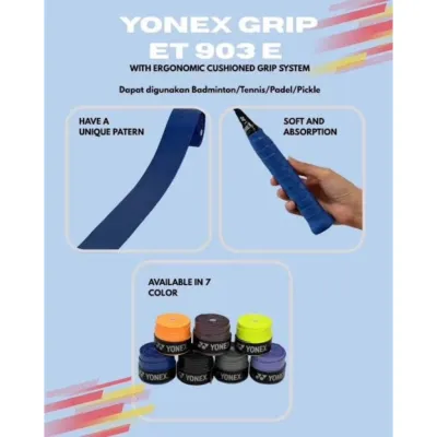 Yonex ET901E ET902E & ET903E ETEC Super Over Grip (Badminton Tennis Squash & Pickleball) (1 wrap) Random Color
