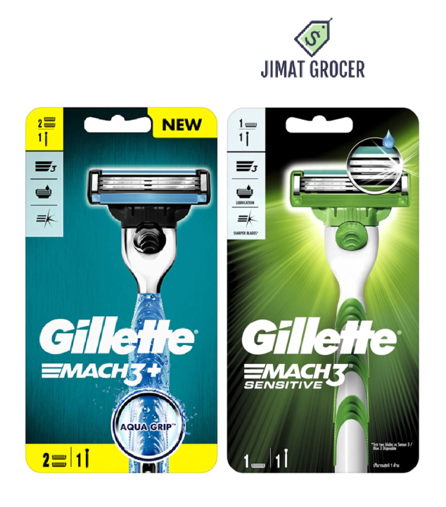 Gillette Mach 3 Sensitive / Aqua Grip Disposable Razor / Pisau Cukur