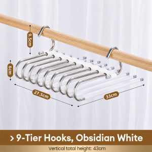 [SG ready stock] Magic 9 Layer Foldable Pants Hanger 201 Stainless Steel Non Slip Trouser Rack Multifunctional Wardrobe Closet Storage Organiser Space Saving for Jeans Skirts