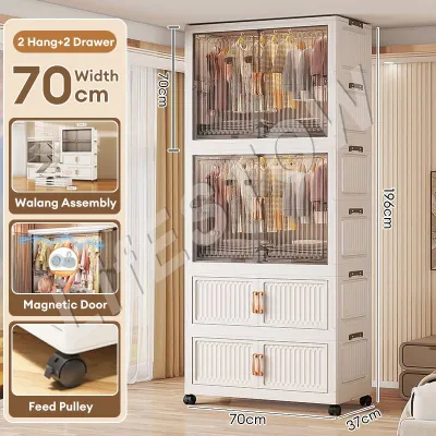 LifeStow Folding Wardrobe Cabinet Drawer For Clothes High Capacity Durabox With Big Wheels For Baby Toy Clothes