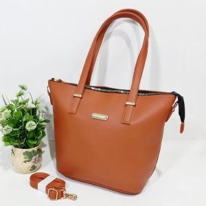 Tote Bag Wanita Elegan Kulit PU untuk Kuliah dan Kerja Desain Modern
