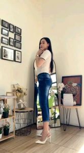 Marvins store Okina jeans Celana jeans wanita Tulang Belah 7/9 Celana kulot Celana boyftiend Higwaist terbaru Realpict laser whisker warna dark blue warna brown