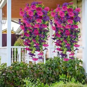 Artificial Morning Glory Wall Hanging Simulation Flowers Rattan Home Decoration Outdoor Wedding Party Garden Yard Decor