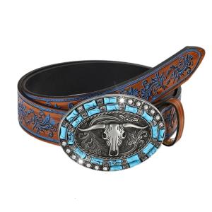 Chủ đề Phương Tây đầu bò khóa vành đai thắt lưng có thể điều chỉnh cho nam giới mặc hàng ngày cao bồi và phụ kiện trang bị giản dị