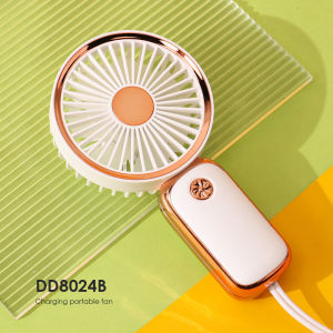 Good Hyun Gold Handheld Small Fan with Base USB Rechargeable Summer Outdoor Travel Portable Mini Fan Cable Charging Holder Button