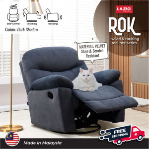 *PRE-ORDER & FREE SHIPPING* ROK by Lazio Sofa! ROK Rocking & 360° Swiveling Recliner Sofa /  VELVET FABRIC MATERIAL -Easy Remove Stain & Scratch Resistant / Recliner Chair/ Adjustable Backrest / Assorted Colours Available / Pet-friendly Sofa