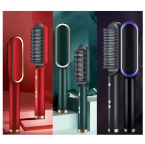 Hair Straightener Comb Hair Temperature Adjustment Ionic Brush Straighteners Hot Comb Curling Iron Hair Curler Random Color Multifunctional Professional Hair Straightener (RANDOM COLOR)