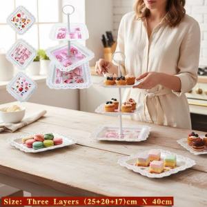 Durable 2 Tier & 3 Tier cake stand set: dessert stand buffet setsweet station buffet set cup cakes stand layercupcakes stand layercake holder with standfruit tray stand for new yearcandy stand for birthday setcandy corner plateparty needs decor