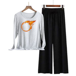 Baju Setelan Outer Motif Ring Fire / Setelan Outer Panjang / Atasan Setelan Celana Kulot / Setelan Outer Dan Kulot