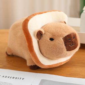 Lying down Capybara Bee Toast turns into stuffed plush toy， Toast Capybara Stuffed Plushie Dolls， Gifts for Children