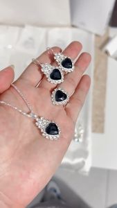 Heart Necklace Earrings Bracelet Jewelry Set Charm Ladies Jewelry Fashion Bridal Accessory Set Gifts