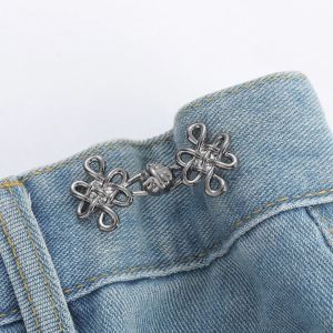 Waist Buckle Chinese Knot Button Tightener Chinese Knotting Button Clasps Jean Fit Tighten Buckles Clothing Accessories Adjustable Jean Buttons for Loose Jeans