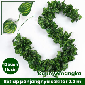 (12 buah) Daun Anggur Buatan Daun Semangka Plastik Palsu Tanaman Merambat Dekorasi Rumah
