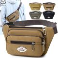 Belfoyer Men's Thick Canvas Shoulder Bag, Multi functional Portable Waist Bag, Waterproof Tool Kit, Multi layer Divided Mobile Wallet. 
