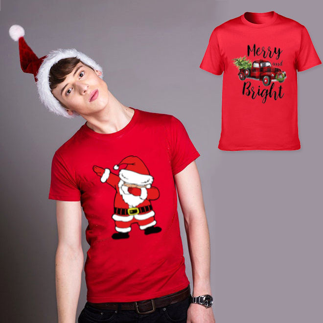 Merry Christmas Man Red Tshirts Fashion Teen Boy T Shirt 2023 Family Matching Clothes Xmas Party Outfits Men Friend Gift Lazada