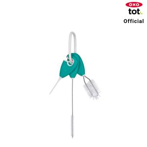 OXO ชุดแปรงทำความสะอาด แก้วน้ำเด็ก สีฟ้าน้ำทะเล l OXO Tot Cleaning Set for Straw & Sippy Cup Teal หัวแปรง 3 แบบ  (ฝา-ขอบฝา หลอด)