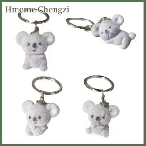 Hmeme Flocked Koala Keychains Resin Cartoon Cute Stuffed Animal Charms Bag Pendant Keychain For Men Women Friends Couple