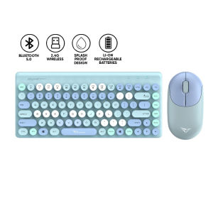 Alcatroz JellyBean A3000 Bluetooth Wireless 2.4G Rechargeable Splash Proof Keyboard Mouse 1000 CPI Combo