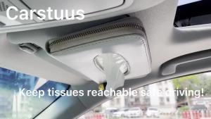 Car Visor Tissue Holder Zipper Sun Visor Tissue for Car & Boat Gray Car accessory keep interior tidy travel-friendly installs on car visors fast quick reload fits Boat trucks SUVs