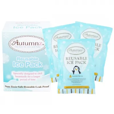 Autumnz Ice Packs Reusable ice gel pack for Breast milk / Food / Drinks / Medicine *Breastmilk storage Cooler bag use (3pcs)