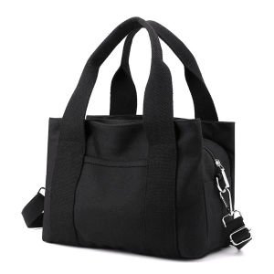 Large Capacity Canvas Bag Womens Lunch Bag Handbag Commuter Multi-layered Shoulder Bag Mommy Bag Commute Work Handbag