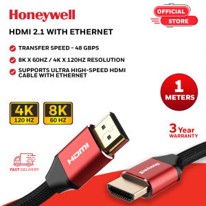 Honeywell HDMI 2.1 Cable with Ultra-High-Speed Ethernet 48 GBPS Transmission Speed Supports 8k 60Hz UHD Resolution Dolby DTS 3D Male-to-Male Compatible with all HDMI-Enabled Devices-