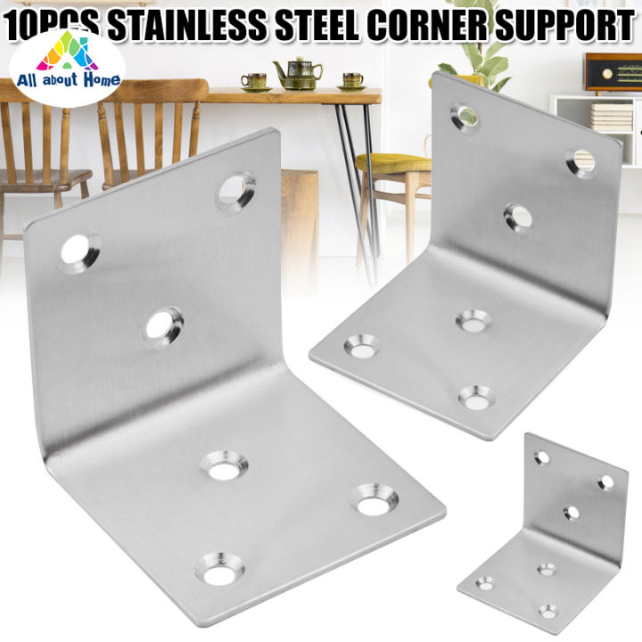 ABH 10pcs Stainless Steel 90 Degree Right Angle Brackets Fastener