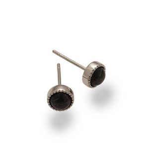 * 𝐒𝐎𝐋𝐈𝐒 * Blue Black Stone Stud Earrings Gold Silver • 316L Stainless Titanium Steel Waterproof Non Tarnish Hypoallergenic Earring For Women Men Kids ER364