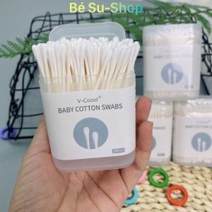 Tăm bông trẻ em Vcool đầu nhỏ cho bé sơ sinh ngoáy vệ sinh tai tiệt trùng V-cool 200 que