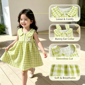 AILEBE Kids Dresses Sleeveless Simple Elegant Dress Skin-Friendly Breathable Lightweight Summer Wear Loose Comfy Fit For Free Movement OOTD Pambahay For Baby Girls 0-13 Years