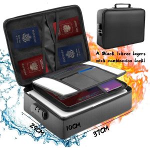Long Fireproof Document Bag Waterproof File Organizer 3 Layer Bill Storage File Bag Large Capacity