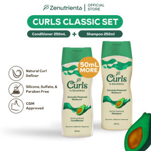 Best Seller CURLS CLASSIC SET (Shampoo and Conditioner) | Nourish & Strengthens Hair | Keep Your Curls Healthy & Strong | Avocado-Powered Moisture | Gentle Cleansing | Moisture Boost | CGM Approved | Silicone Sulfate & Paraben Free | Natural Curl Definer