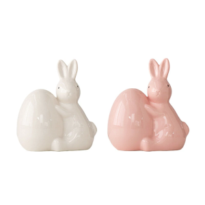 Bunnies Figurines Easters Decoration Table Centerpieces Ceramics Easters Eggs Rabbit Statue Rabbit Sculpture Home Decors
