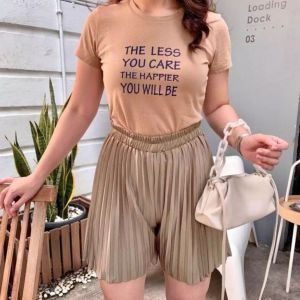 Celana Pendek Hotpants Plisket Lidi Jumbo Shorts Santai Wanita Remaja-Dewasa
