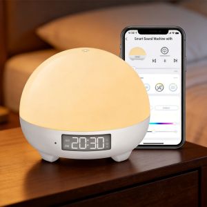 White Noise Sleep Sound Machine Portable Baby Soothing Device with LED Night Light and Timer for Home Office Travel