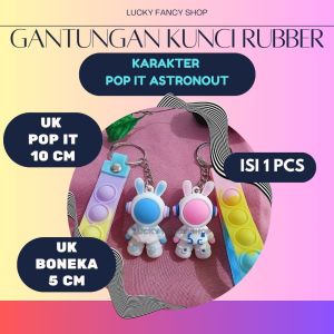 GANTUNGAN KUNCI KARET POP IT ASTRONAUT LUAR ANGKASA KEYCHAIN HADIAH SOUVENIR LUCU