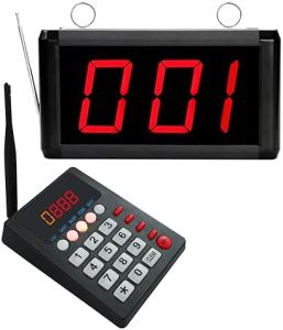 Queue Calling System Pager - Take A Number System Waiting Number System Customer Number System for Restaurant Hospital Bank Waiting Line Management (1 keypad+2 display)