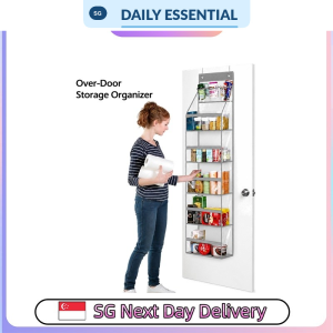 【DAILY ESSENTIAL】 5-Tier Over-Door Hanging Organizer - Grey Fabric / Clear