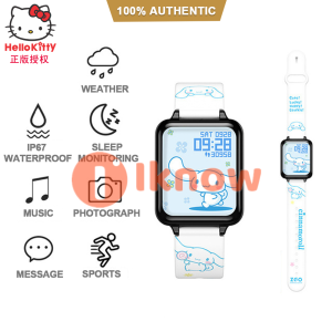 I know 100% Authentic Hello Kitty Smart Watch IP67 Waterproof Bluetooth SPORTS BRACELET for Kids Adult Watch Melody Cinnamoroll 6431 中文版本