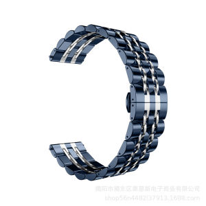 Applicable to Samsung galaxy watch4 Huawei GT3 Smartwatch strap seven-bead stainless steel metal band
