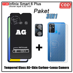 PROMO 3IN1 Tempered Glass Matte Infinix Smart 6 Plus Anti Glare Full Cover Protect Camera