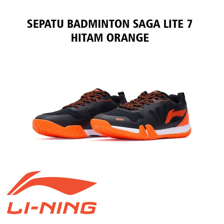 Sepatu Badminton Bulutangkis Lining Saga Lite Black Orange