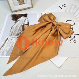 Tôi Biết satin Kẹp tóc nơ ruy băng dài Retro lớn phụ kiện tóc kẹp khăn tam giác nhiều màu
