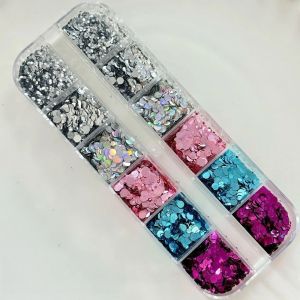 PLNBFG 12-Grid Polka Dot Glitter Nail Art Decorations DIY Minimalist Glitter Nail Accessories Creative Colorful Sequins Nail Decorations Nail Salon