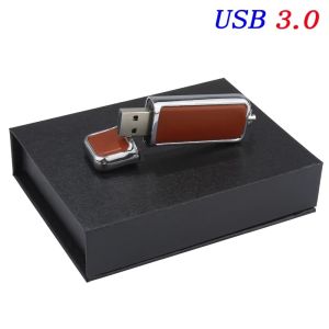 JASTER Metal Leather USB 3.0 Flash Drives 128GB Black White Box Memory Stick 64GB 1pcs Free Custom Logo Pen Drive 32GB High Speed USB Stick 16GB Waterproof External Storage 8GB Color Printing U Disk 4GB